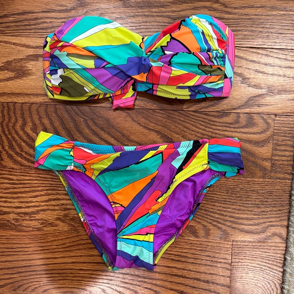 Trina Turk Colorful Strapless Bikini Set